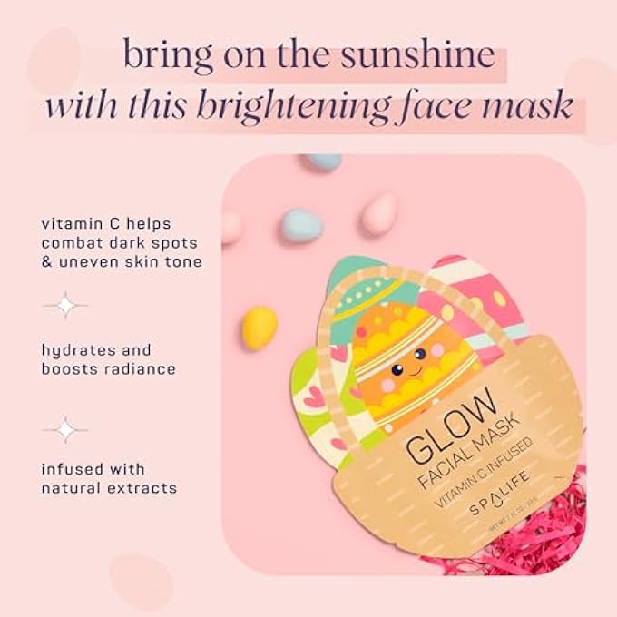 SpaLife SPRING & EASTER FACIAL MASKS (9PACK) - HYALURONIC ACID, COLLAGEN, VITAMIN C INFUSED - REDUCES DARK CIRCLES, HYDRATES, FIRMS SKIN - SKIN CARE MASKS FOR PUFFINESS, FINE LINES & WRINKLES - Image 3